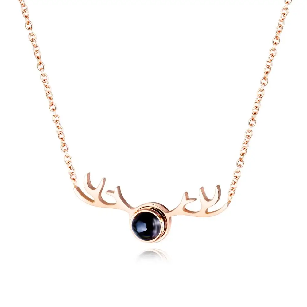 

Fashion Jewelry Elk Deer Antlers Pendant Necklace Rose gold Elegant Gifts for Women Girls Necklace Party Jewelry Gifts