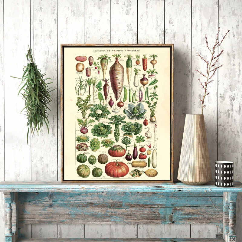 Французский вариант старинный растительный ВИНТАЖНЫЙ ПЛАКАТ с принтом