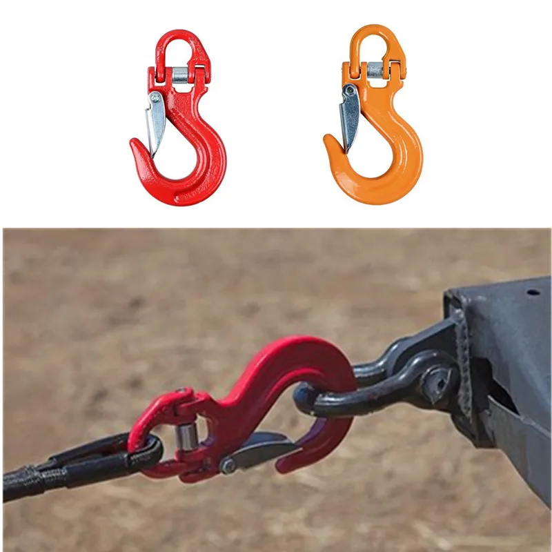 

1/2/3Ton Forged Steel Ring Sliding Hook 80 Half-Link Safety Latch Clevis Winch Rope Hook For Off-Road ATV UTV Arctic Cat Can-Am