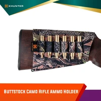 xhunter break up neoprene nylon buttstock 6 rounds shells holder ammo holder hunting rifle gun bullet pouch carrier camo