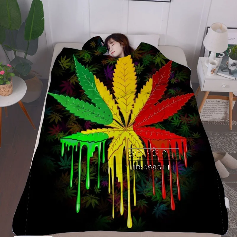Боба Марли Регги вывеска водоросли 3D принт ленивое одеяло с рукавами диван