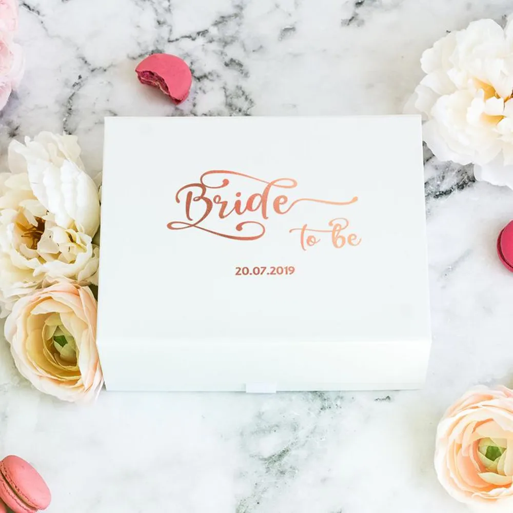

Luxury rose gold bride to be Groom gift box,custom Real Foil wedding thank you gift boxes,Bridesmaid birthday proposal Gift box