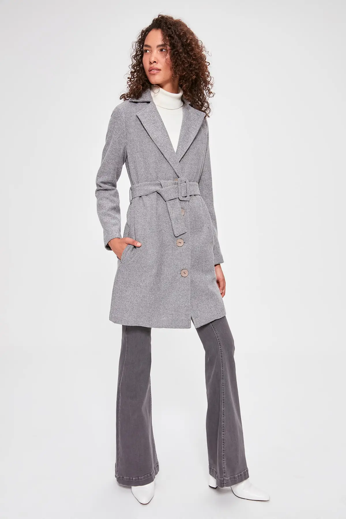 Trendyol Arched Herringbone Pattern Stamp Coat TWOAW20KB0105 | Женская одежда