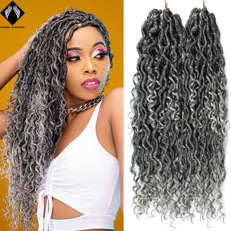 

Synthetic Crochet Braids Hair Passion Twist River Goddess Locs Braiding Hair Extension Ombre Brown Faux Locs With Curly Hair