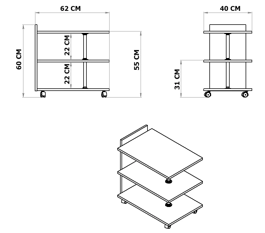 Передвижной сервировочный стол 26a на колесиках. Мебель для гостиной кухни