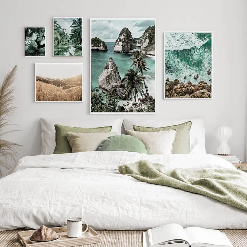 Пляжная трава Бали листья природный ландшафт Постер скандинавский домашний