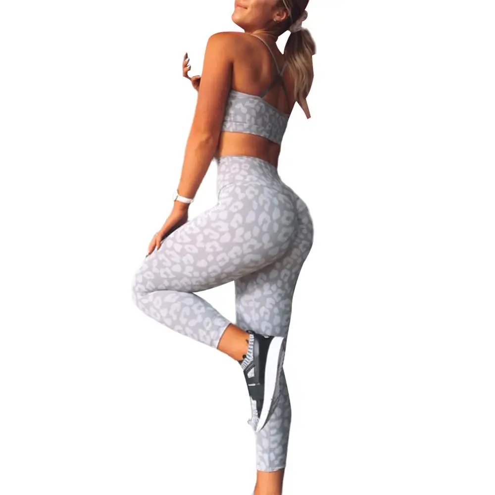 Женская летняя спортивная одежда с леопардовым принтом для фитнеса мягкий