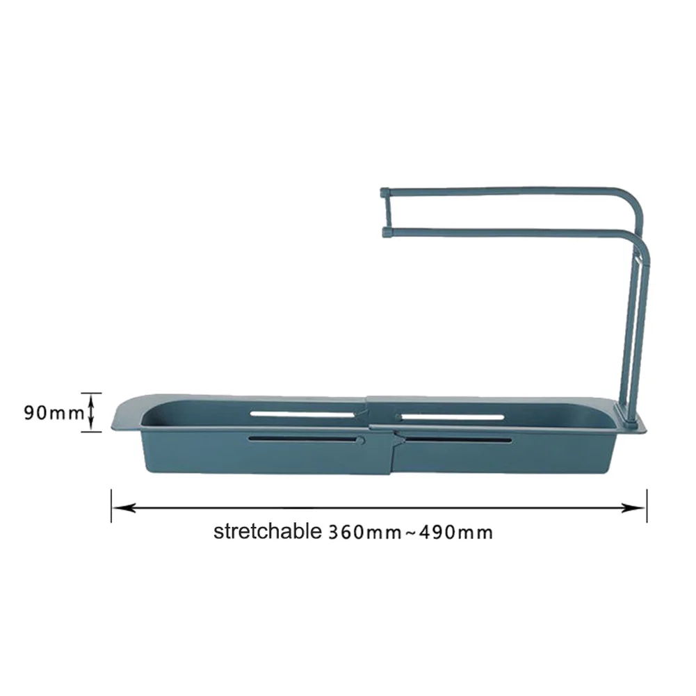 

Kitchen Drain Basket Telescopic Sink Rack Easy Installation Storage Sink Holder Rack Sponge Holder Tray for Home Kitchen