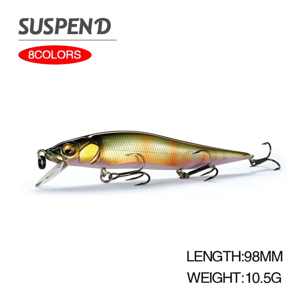 9,8 см, 10,5 г, приманка для рыбной ловли, воблер в виде гольяна, подвесная приманка, Джеркбейт для троллинга, свимбейт, искусственная жесткая приманка, приманка для форели, приманка для окуня