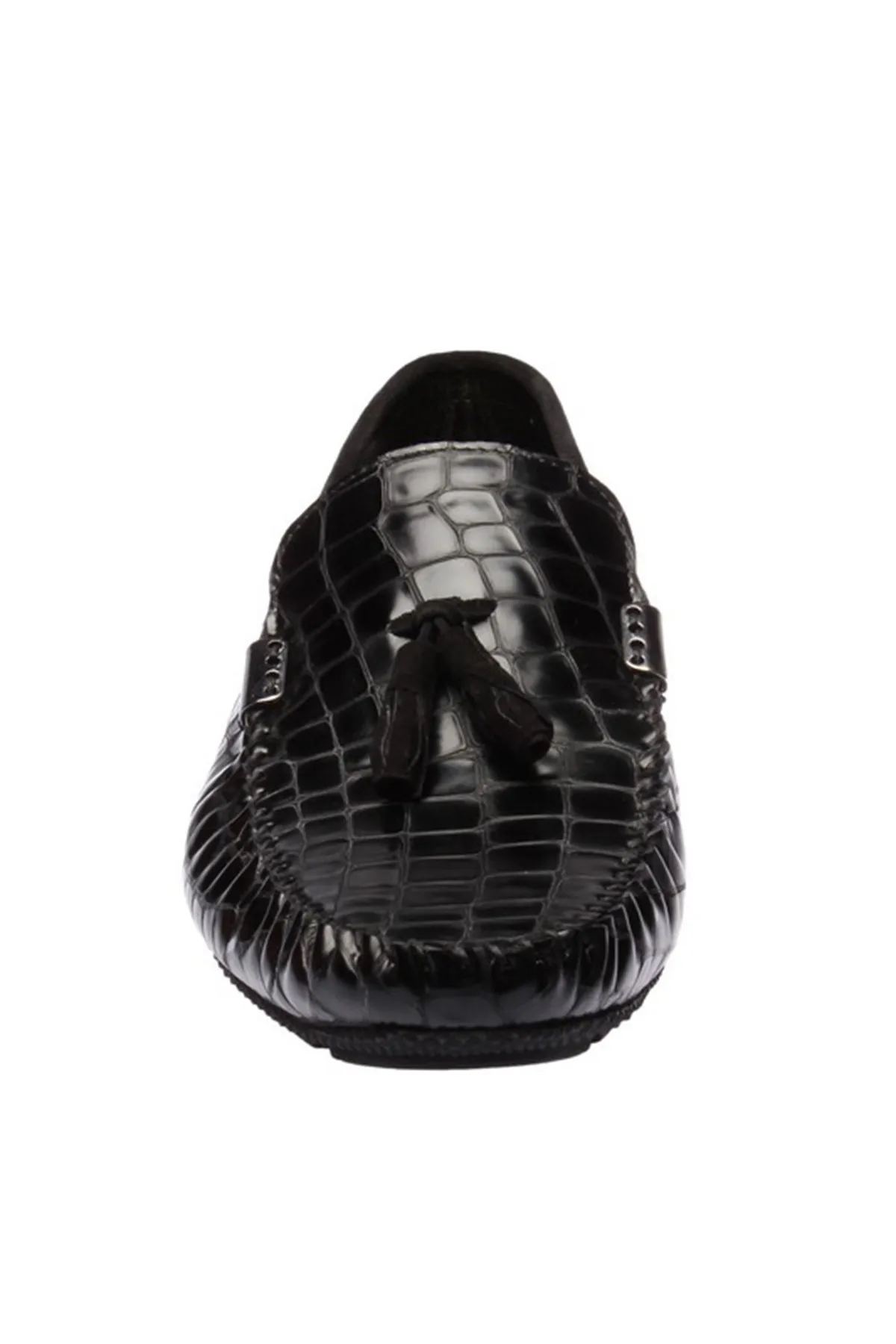 Черные мужские лоферы из натуральной кожи с жемчугом 120130001726