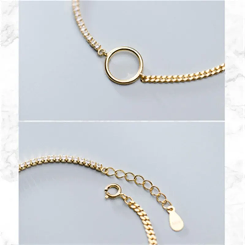 

A00788 Jazaz Gorgeous 925 Sterling Silver Round Hollow Cuban link Chain Charm Bracelet for women Men Party Wedding Jewelry