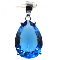 27x13mm jewelry set water drop 18x13mm created london blue topaz for sister daily wear silver pendant earrings