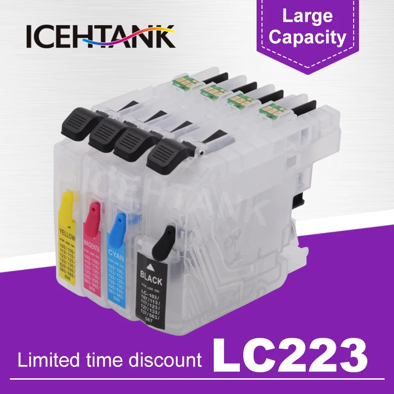 

ICEHTANK Printer Ink Cartridges Refillable For Brother LC 223 221 225 227 229 XL MFC-J4420DW J4620DW J4625DW J5320DW J5620DW