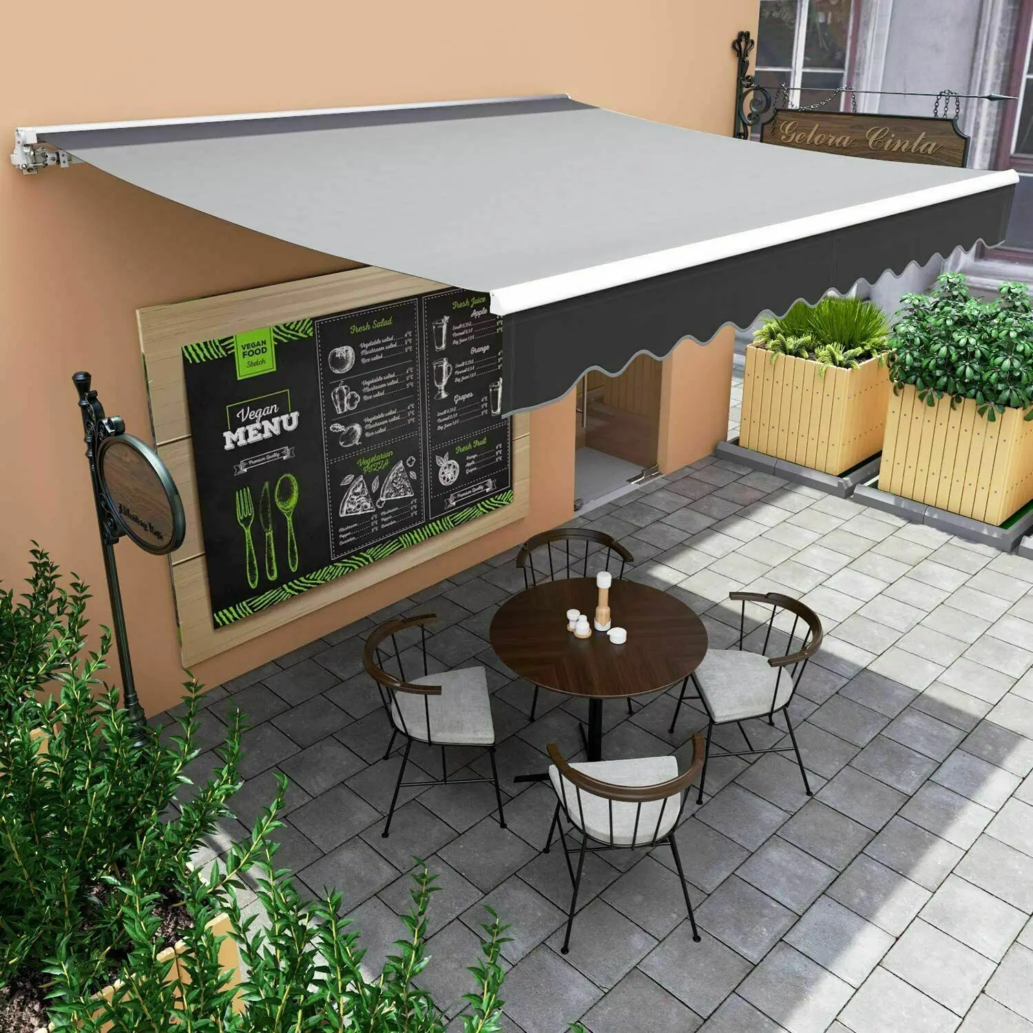 Sombra de sol refugio al aire libre toldo para Patio toldo jard&iacute;n 2 tama&ntilde;os disponibles gris-2