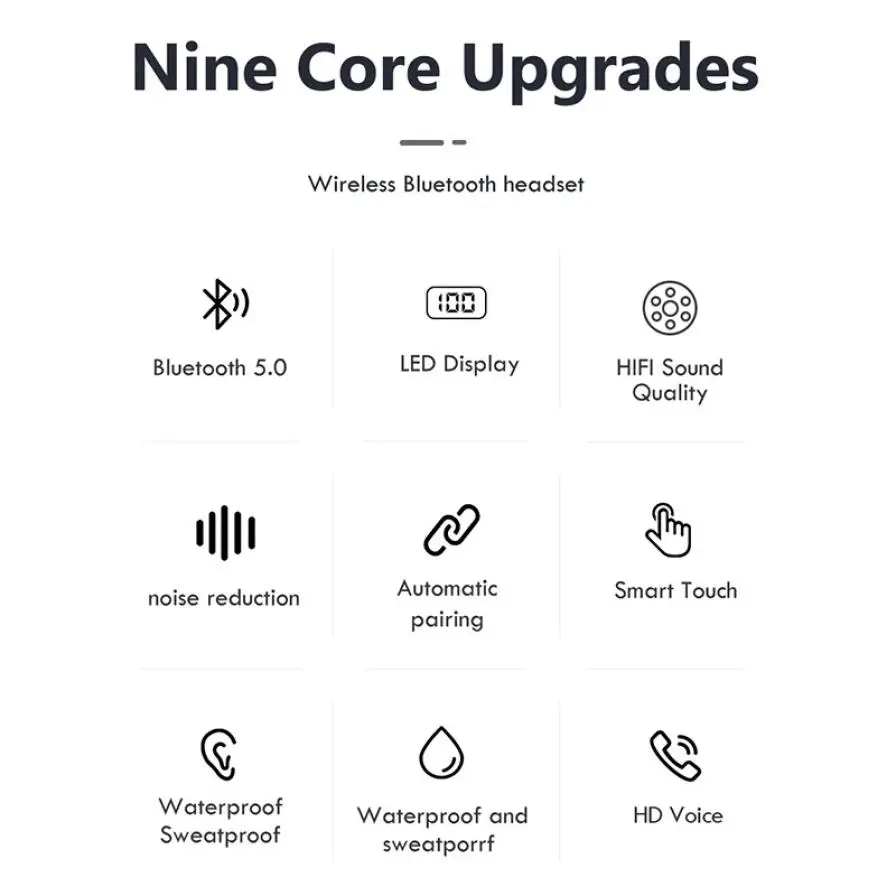 Беспроводные наушники TWS Bluetooth 5 0 2000 мАч спортивные Игровые для ПК Hi-Fi