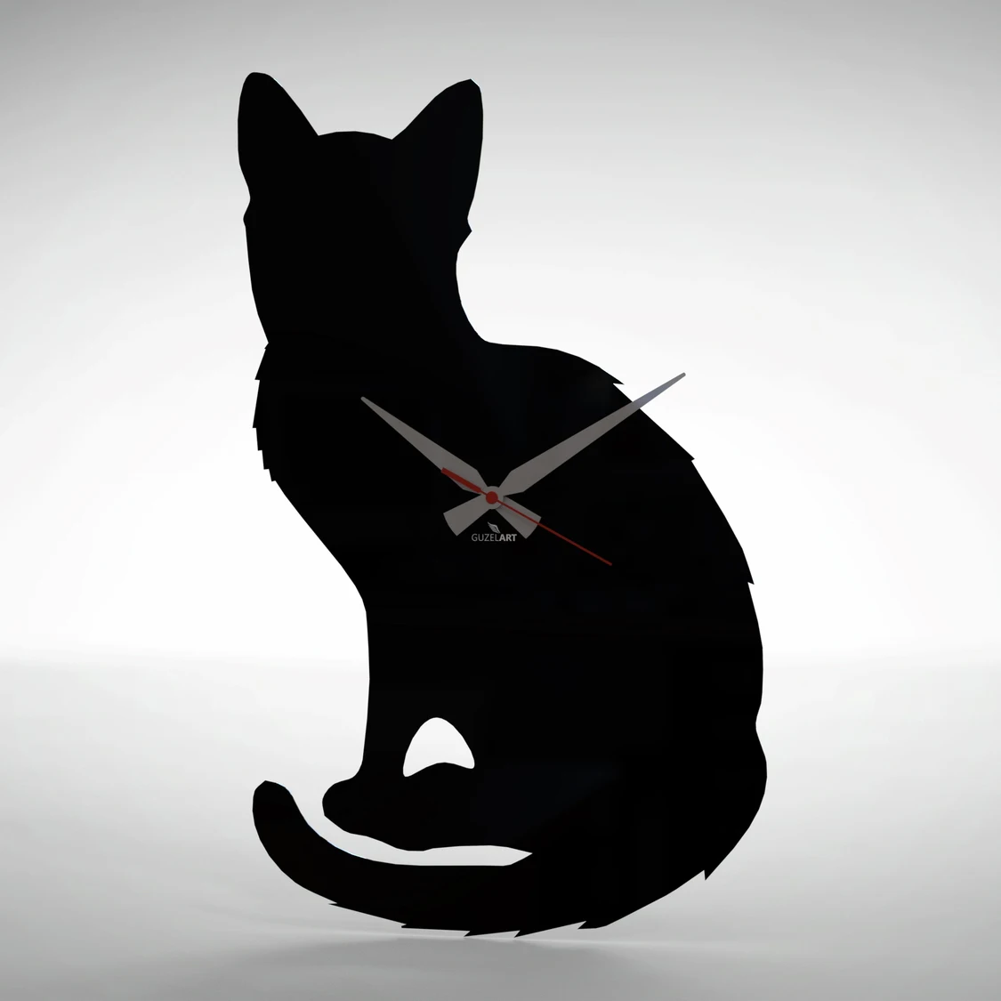 

GuzelArt Cat Wall Clock Modern Design Living Room Decoration Wooden Home Decoration Accessories Wall Decor Black