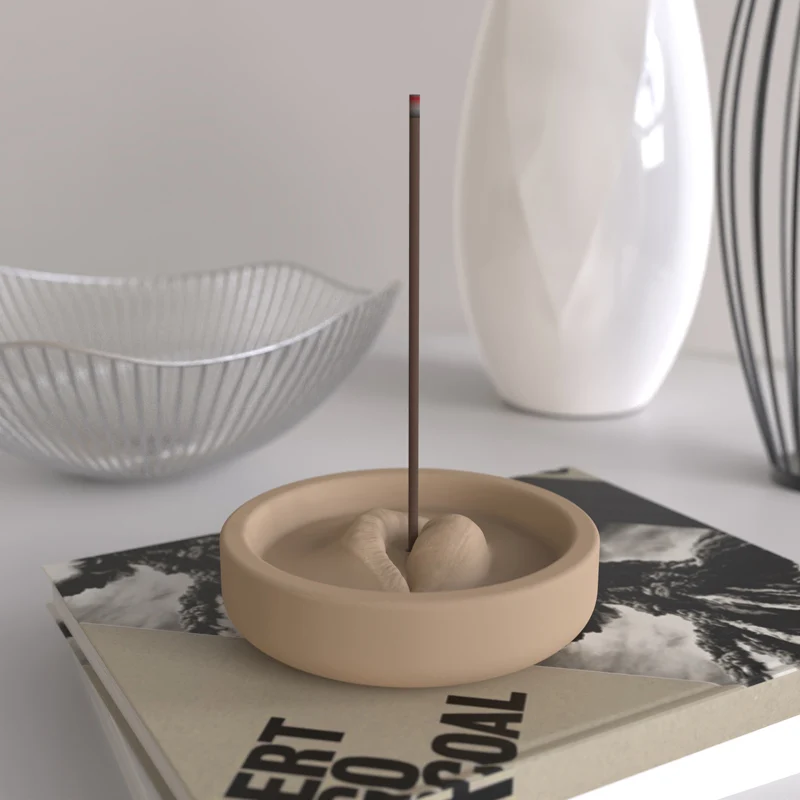Molde de silicona de inserci&oacute;n de incienso de hormig&oacute;n, bandeja de incienso de aromaterapia con dise&ntilde;o creativo en forma de boca, decoraci&oacute;n artesanal-0