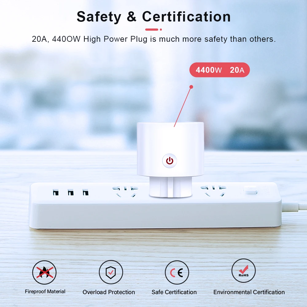 Умная розетка Tuya ZigBee с измерением мощности голосовым управлением и