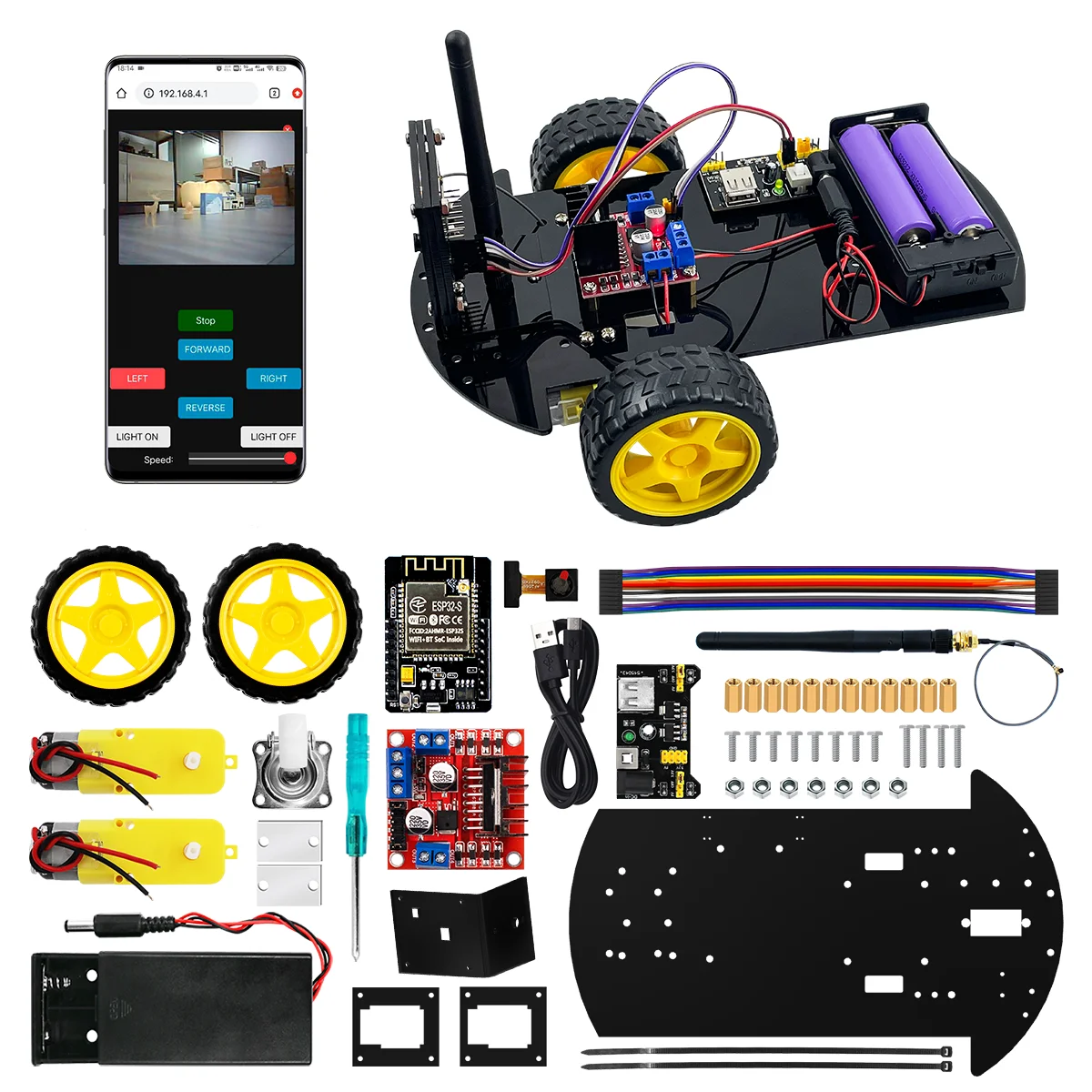 LAFVIN 2WD умный робот автомобильный комплект Wifi ESP32 камера стартовый для Arduino