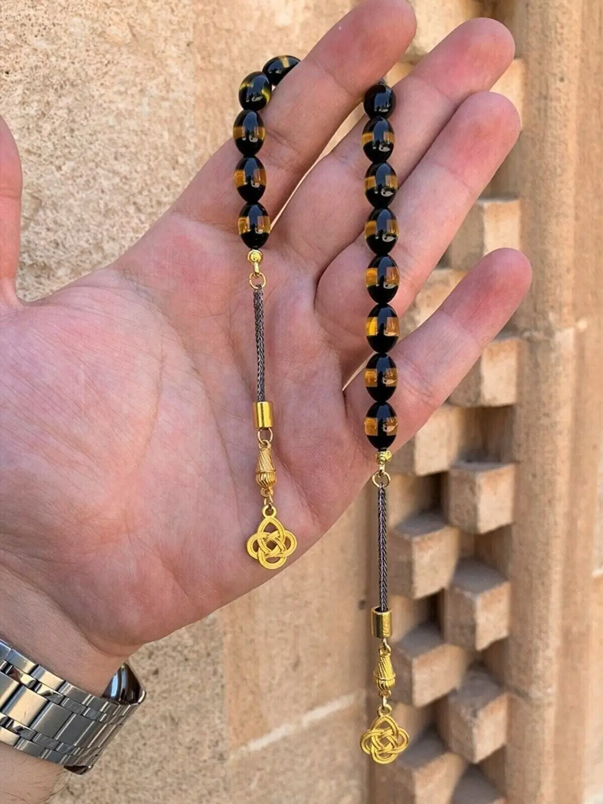 

Powder Amber Rosary For Men Stylish Fashion Jewelry Accessory Paternoster Turkish Made Best Gift Idea 15 Bead 37cm Zaza Size