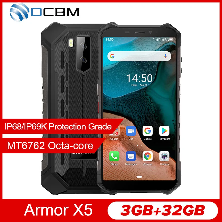 Смартфон Ulefone Armor X5 защищенный IP68 3 + 32 ГБ NFC 5 В/2 А 4G LTE|Смартфоны| |