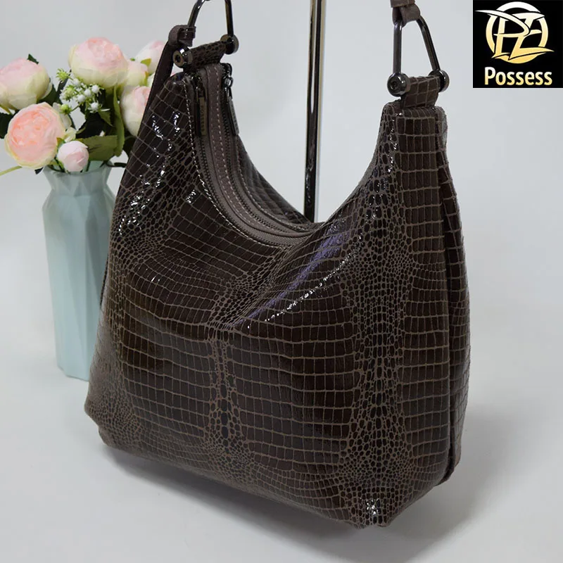 Women messenger bag genuine leather with laser processing T33 posess brand | Багаж и сумки