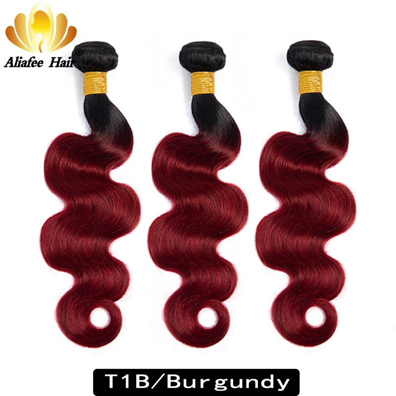 Aliafee 8 "-30" омбре цветные перуанские волосы волнистые пряди человеческие 3