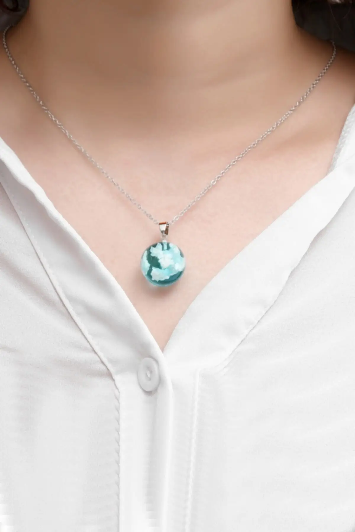 

3 Size Blue Cloud Women Necklace 925 sterling silver Eg08