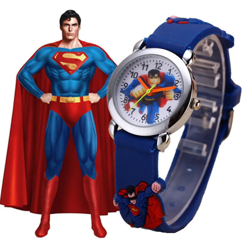 SuperMan Детские часы с 3D рисунком Супермена, повседневные спортивные кварцевые часы для мальчиков, детские наручные часы, relogio montre enfant saat - Цвет: SuperMan