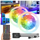 12 В постоянного тока Светодиодная лента освещения музыки синхронизации 5050 RGB Светодиодная лента s 5 м 10 м 15 м 20 м встроенный микрофон ИК пульт дистанционного управления Комплект для комнаты потолка
