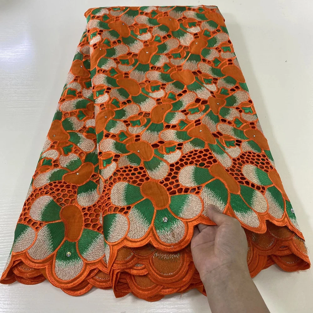 

2022 African Lace Fabric High Quality Lace Cotton Swiss Voile Lace In Switzerland Nigeria Wedding Dress Lace Fabric 25265-5