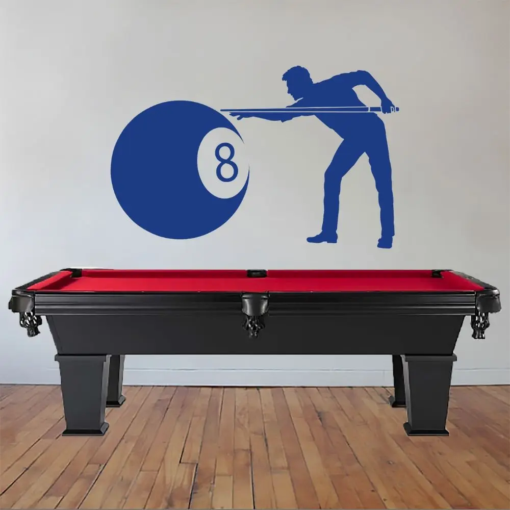 Eight Ball Man Playing Pool Billiard Wall Sticker Decal Sports Art Decoration A002575 | Дом и сад