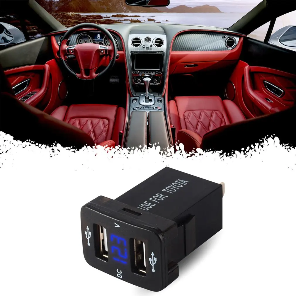 

12V USB Fast Car Charger with Led Indicator Light Quick Charging Universal for Phone Tablet for Toyota Models Charging Adapter