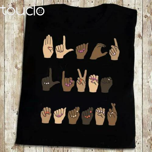 

Black Lives Matter Be Kind Sign Language African American Ladies T-Shirt S-3XL