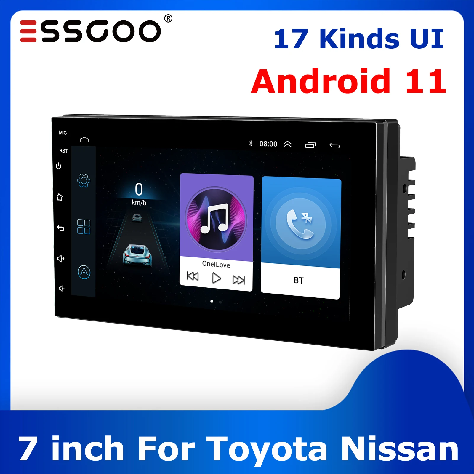 

ESSGOO 2 Din Android 11 Autoradio Bluetooth 7 Inch Car Stereo MP5 Multimedia Player FM Radio Auto Audio WiFi For Toyota Nissan