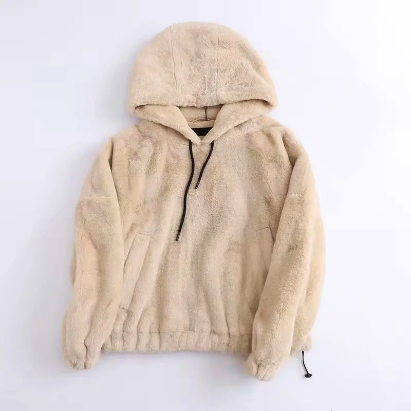 Толстовка с капюшоном Obrix для женщин пушистая свободная карманами длинным