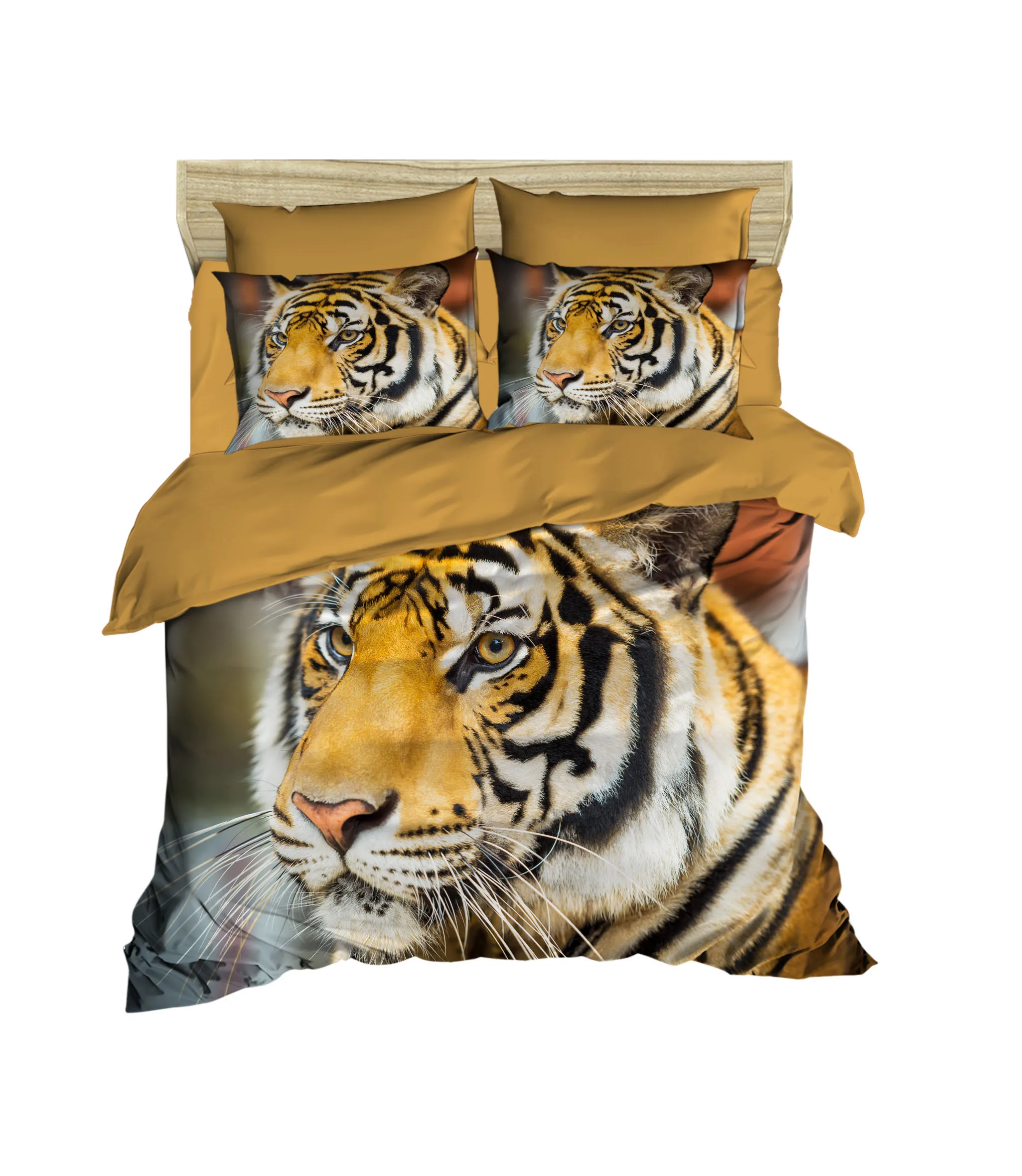 

100% Turkish Cotton Animals Beddding Tiger Themed 3D Printed Duvet Cover Set, Made in Turkey