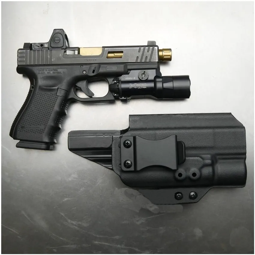 Внутренняя часть пояса kydex кобура IWB для Glock G17 G19 G25 G34 G22 G45 с Surefire X300 ультра фонарик