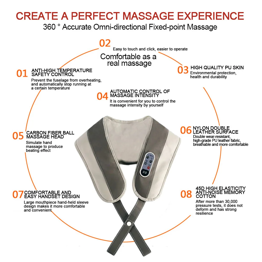 U-образный теплоразминающий инфракрасный массажер для спины плеч и шеи