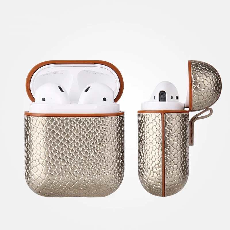 Кожаный чехол сумка из змеиной кожи VITOG Airpods беспроводной кожаный для Bluetooth