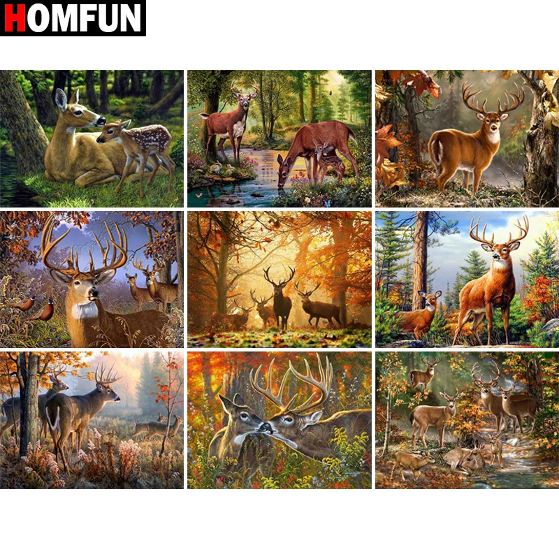 

Алмазная живопись HOMFUN, картина Стразы 5D «животное, олень, Птица», вышивка крестиком, полная выкладка