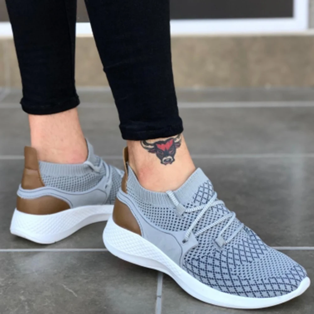 Мужская Спортивная обувь BA0001 Fly Rahat Yüksek Taban Gri Erkek Spor новые модели повседневной