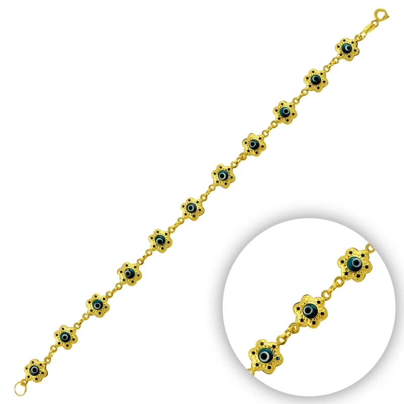 Серебряный 925 пробы ручной работы стеклянный глаз бисера Маргаритка браслет |