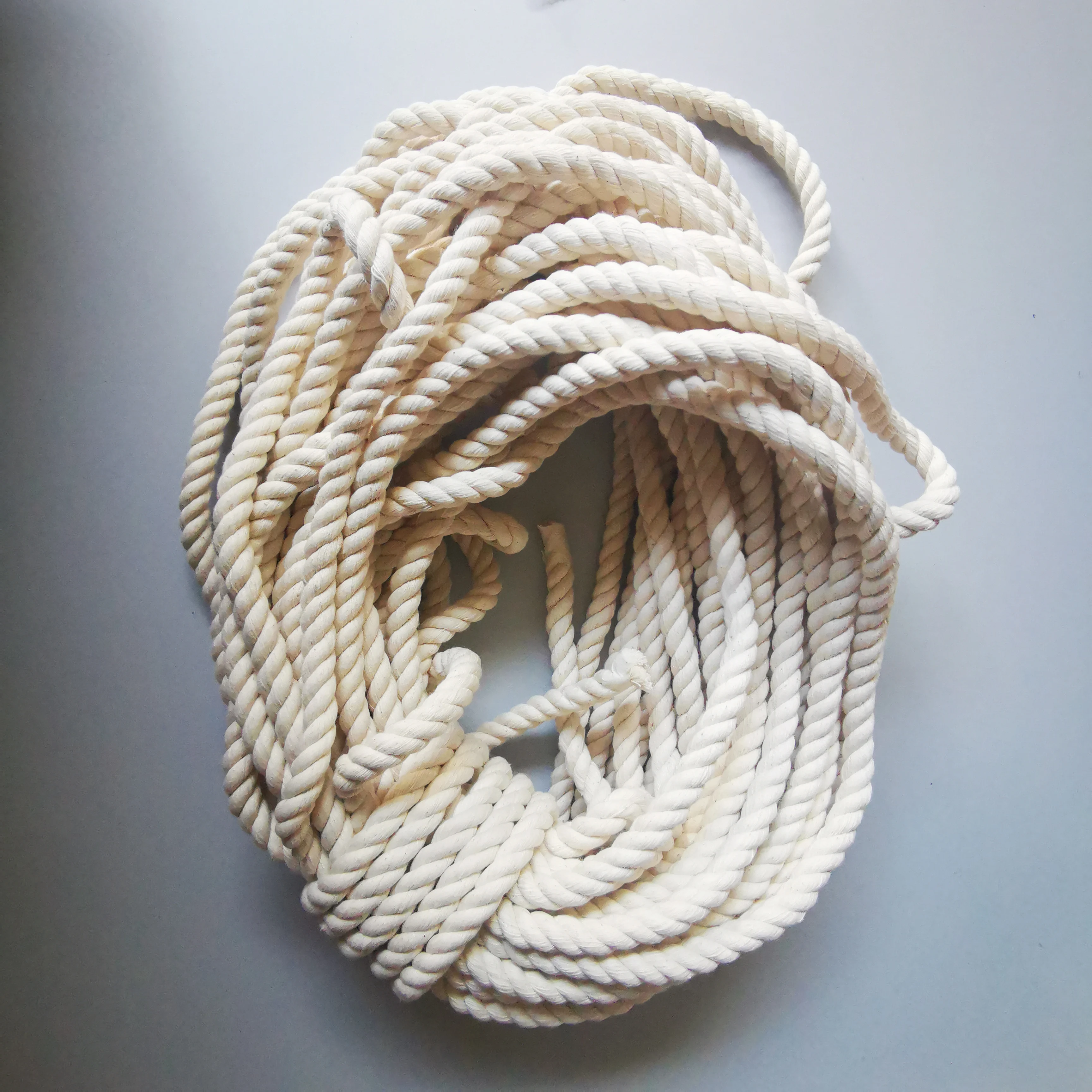 

6/8/9/10/12/15/18/20mm Natural White Cotton Rope- 3 Strands Twisted Cotton Cord for Macrame DIY Handmade Art Project