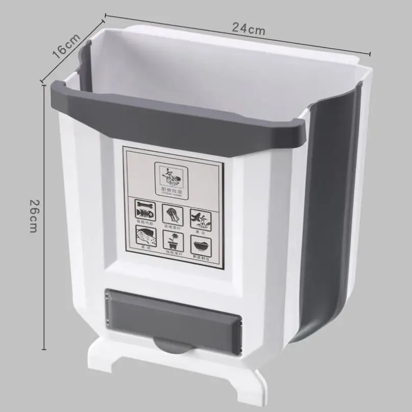

Wall Mounted Foldable Waste Bin Kitchen Cabinet Door Hanging Trash Can for Home Cleaning Tool Garbage Storage Trash Bin