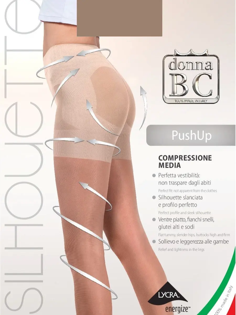 Donna BC Push_up 40 Den Compressione media колготки моделирующие. Колготки женские корректирующие.