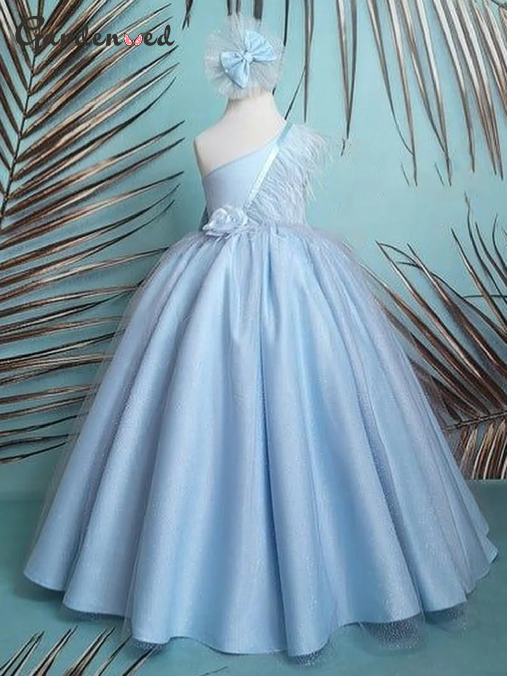 

Baby Blue Flower Girl Dress Puff Sleeves Girls Princess Wedding Party Dress First Communion Gown dresses for girls-flowers