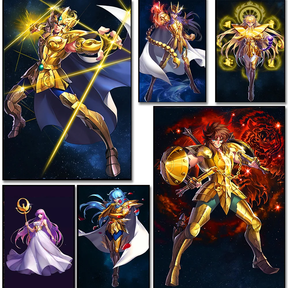 

Japanese Classic Anime Canvas Poster Popular Saint Seiya Art Picture and Print for kids Bedroom Frameless Modern Home Room Decor