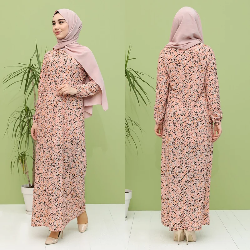 Женское винтажное платье с цветочным принтом длинным рукавом и оборками |