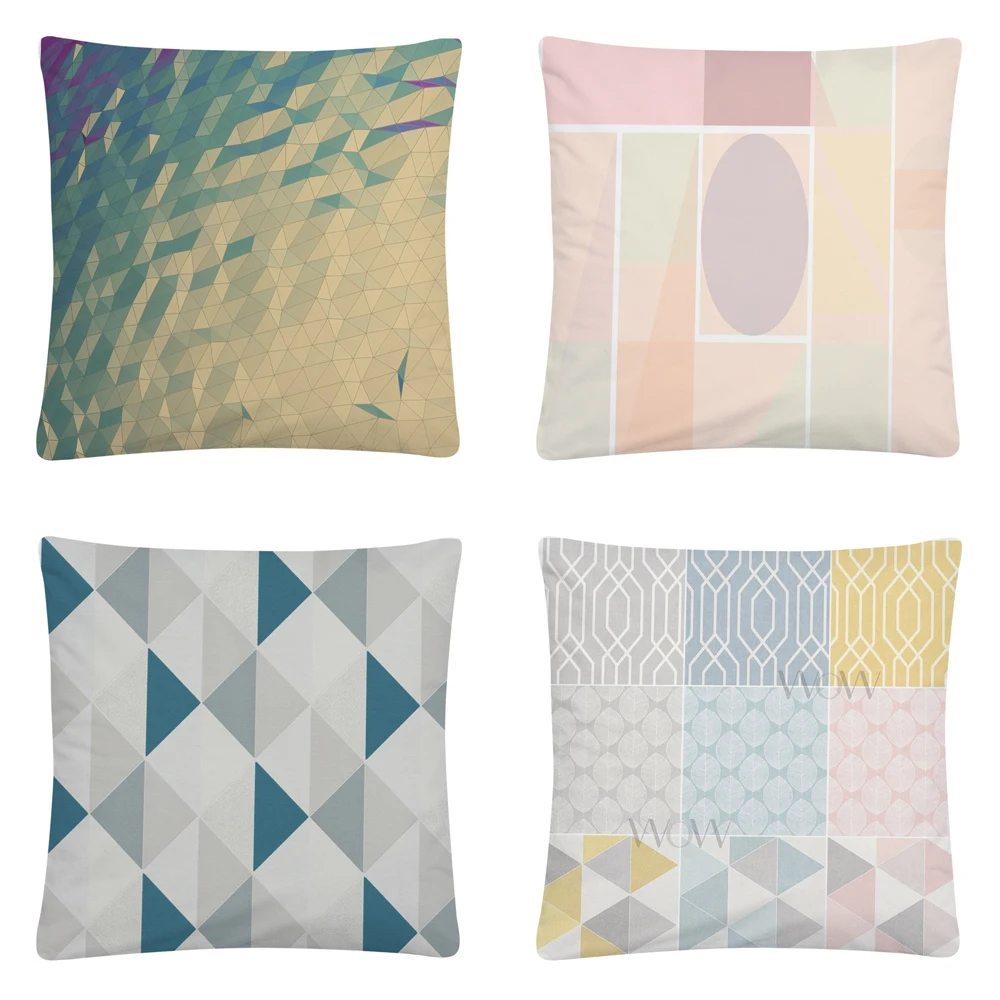 Geometric Minimalist Stitching Pattern Soft Short Plush Cushion Cover Pillow Case for Home Sofa Car Decor Pillowcase 45X45cm | Дом и сад